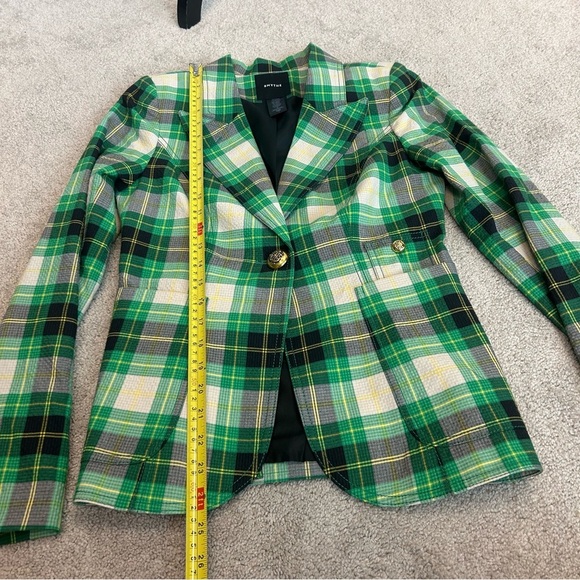 Smythe Green Black Grass Seersucker Plaid Duchess Patch Pocket Blazer Jacket 4 - Picture 11 of 14